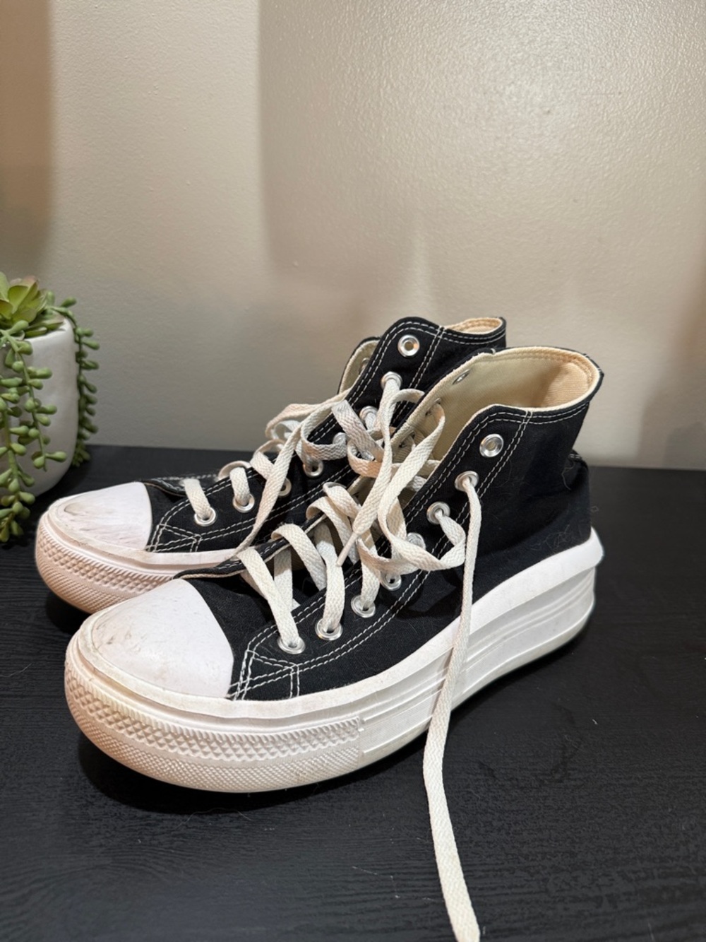 Women's Black High-Top Platform Canvas Sneakers